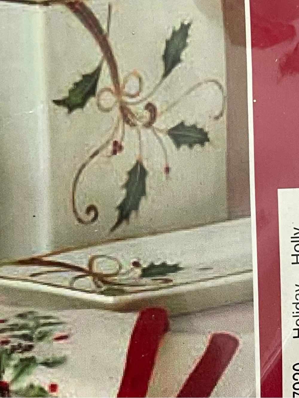 Lenox Holiday Embroidered Shower Curtain in Cream and Red